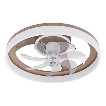 LED stropno svetilo z ventilatorjem z možnostjo zatemnitve LED/40W/230V 3000-6500K premer 50 cm rjava/bela + daljinski upravljalnik