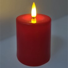 LED Sveča LED/2xAA topla bela 9 cm rdeča
