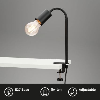 LED svetilka s sponko 1xE27/4,2W/230V 2700K črna