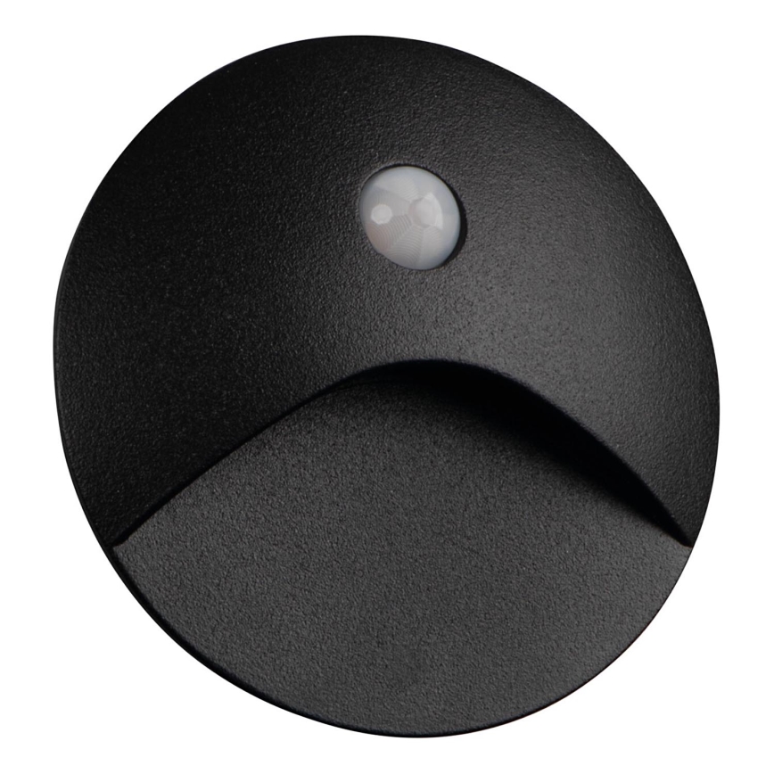 LED svetilka za stopnišče s senzorjem gibanja in senzorjem mraka EXIN LED/2,5W/230V 3000K IP65 črna okrogla