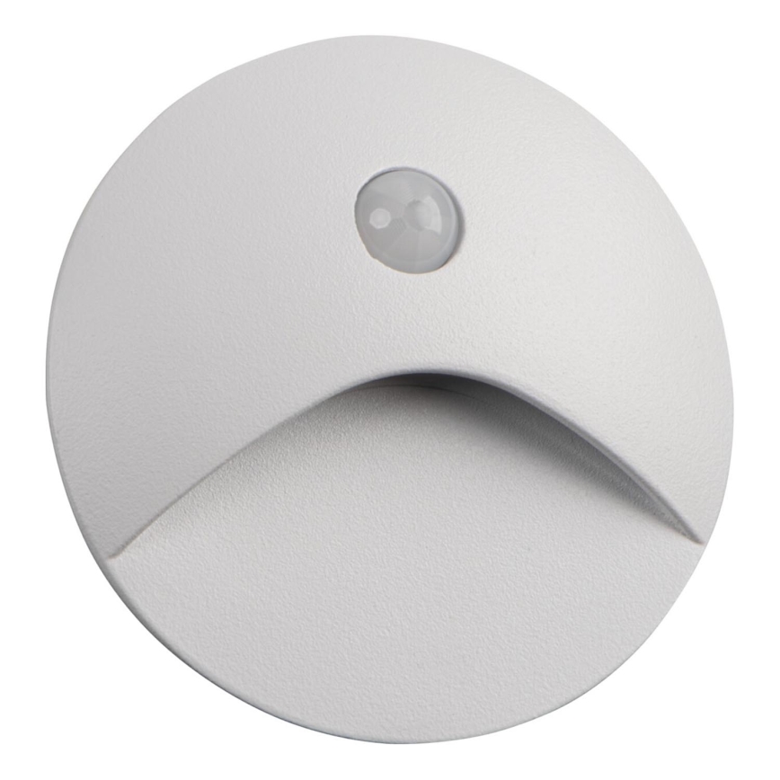LED svetilka za stopnišče s senzorjem gibanja in senzorjem mraka EXIN LED/2,5W/230V 4000K IP65 bela okrogla
