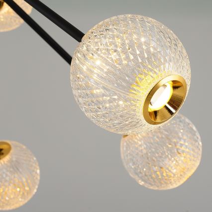 LED Svetilko na šipki GELA 12xLED/5W/230V 3000K črna/zlata