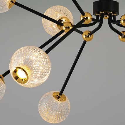 LED Svetilko na šipki GELA 12xLED/5W/230V 3000K črna/zlata