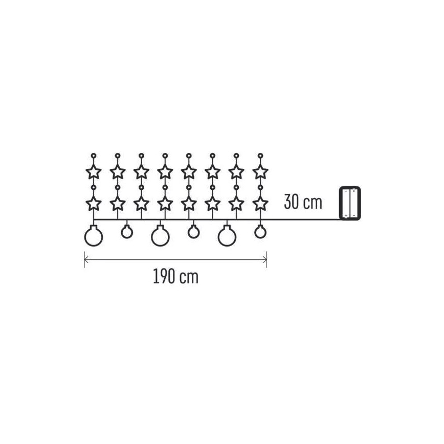 LED  svetlobni niz 20xLED/2xAA 2,2 m topla bela