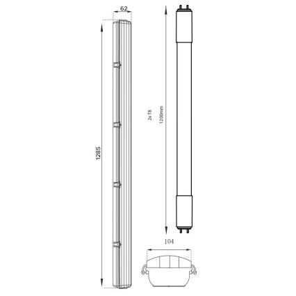 LED Tehnična fluorescenčna svetilka T8 2xG13/18W/230V 4000K IP65