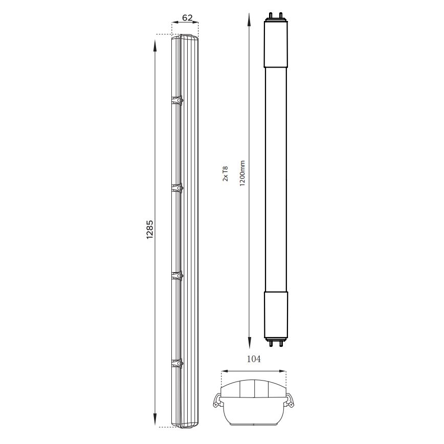 LED Tehnična fluorescenčna svetilka T8 2xG13/18W/230V 4000K IP65