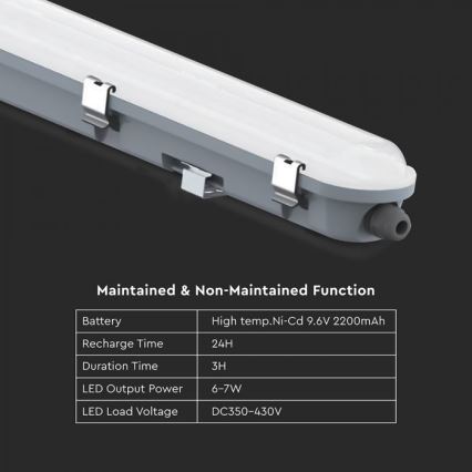 LED tehnično cevno svetilo z nujnim modulom LED/48W/230V 6500K IP65 2200 mAh 150 cm