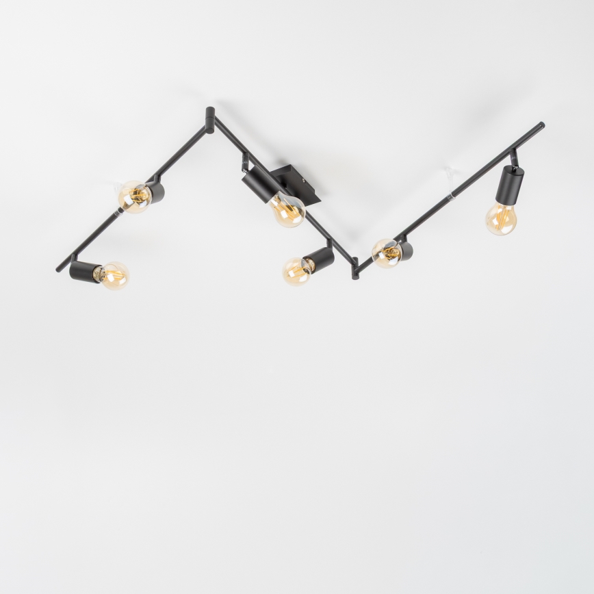 LED točkovna svetilka 6xE27/6,5W/230V črna