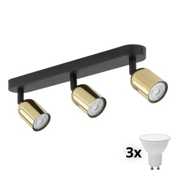 LED točkovna svetilka TOP 3xGU10/10W/230V črna/zlata