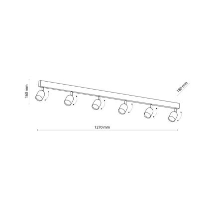 LED točkovna svetilka TOP 6xGU10/10W/230V črna/zlata