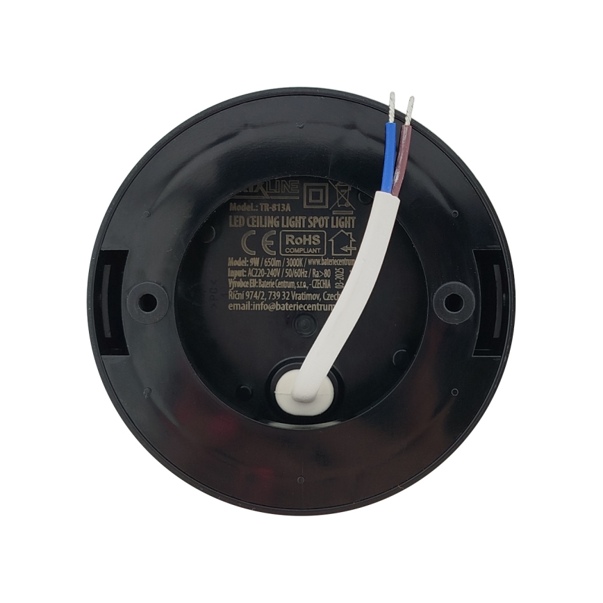 LED točkovno svetilo LED/9W/230V premer 9 cm črno