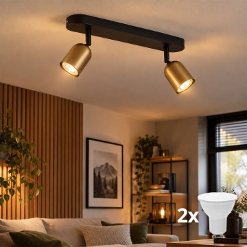 LED točkovno svetilo TOP 2xGU10/10W/230V zlato/črno