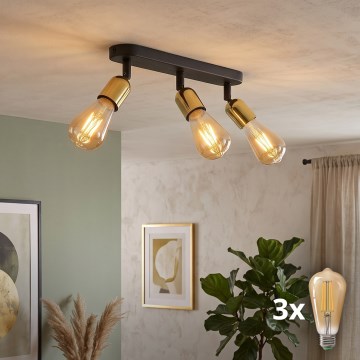 LED točkovno svetilo TOP 3xE27/15W/230V črno/zlato