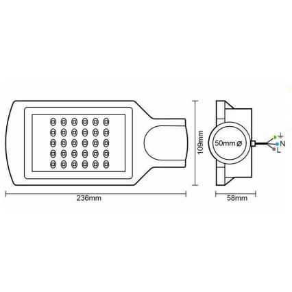LED Ulična svetilka LED/30W/170-400V IP67