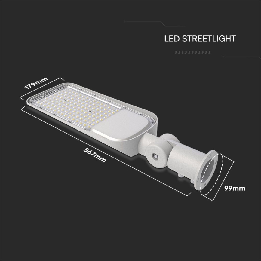 LED Ulična svetilka s senzorjem mraka SAMSUNG CHIP LED/100W/230V 4000K IP65 siva