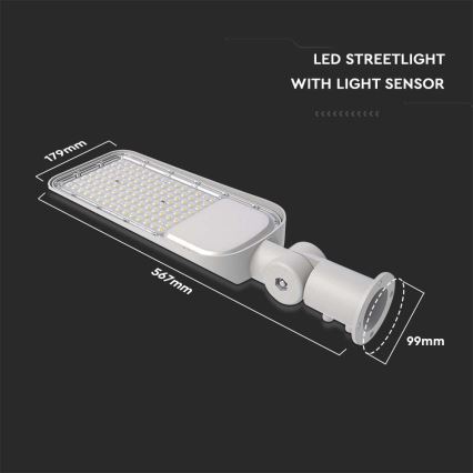LED Ulična svetilka s senzorjem mraka SAMSUNG CHIP LED/100W/230V 6500K IP65 siva
