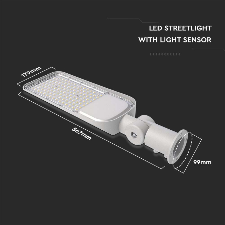LED Ulična svetilka s senzorjem mraka SAMSUNG CHIP LED/100W/230V 6500K IP65 siva