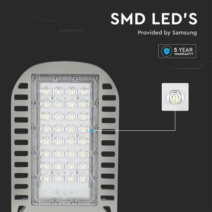 LED Ulična svetilka SAMSUNG CHIP LED/50W/230V 6500K siva
