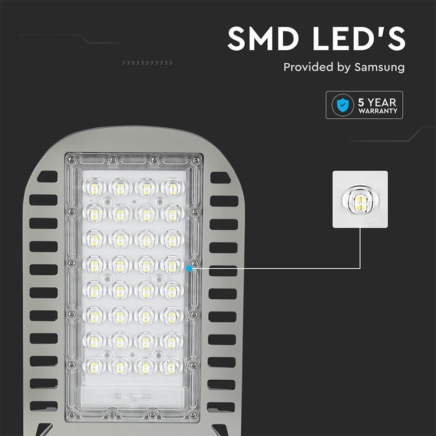 LED Ulična svetilka SAMSUNG CHIP LED/50W/230V 6500K siva