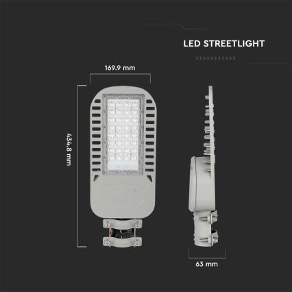 LED Ulična svetilka SAMSUNG CHIP LED/50W/230V 6500K siva