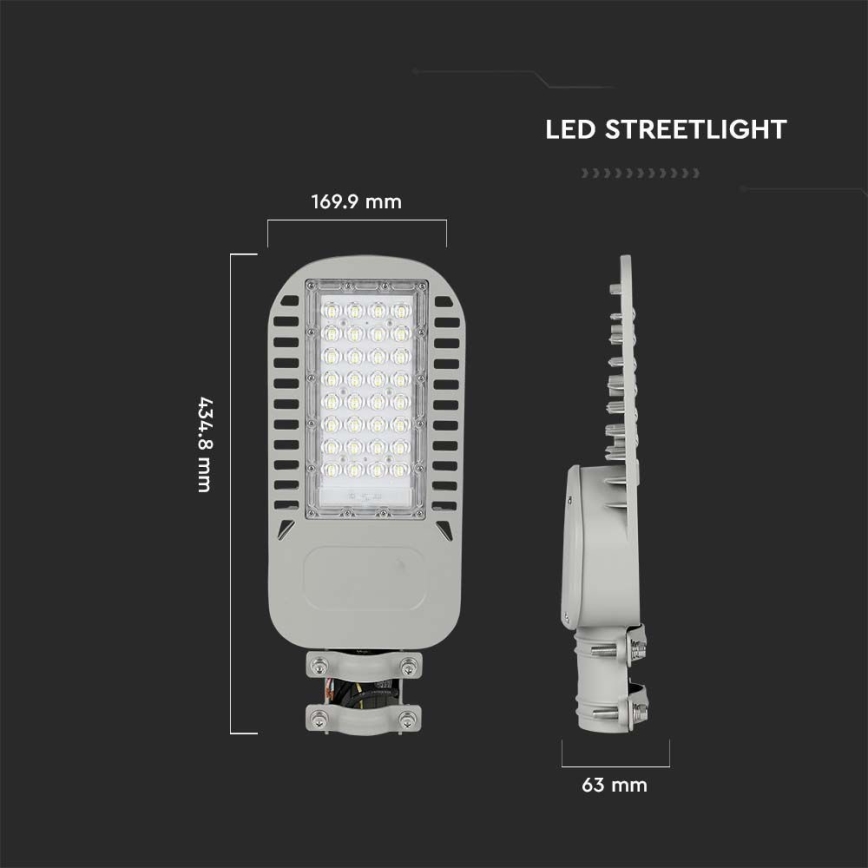 LED Ulična svetilka SAMSUNG CHIP LED/50W/230V 6500K siva