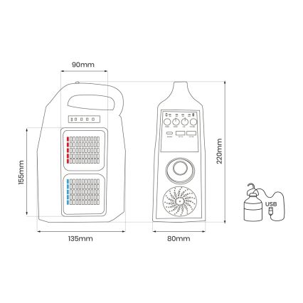 LED Večnamenski solarna svetilka z zvočnikom in power bank LED/5W/7200 mAh IP65