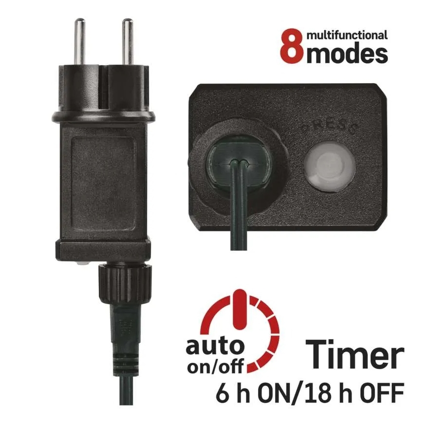 LED  veriga 300xLED/8 funkcij 35m hladna bela