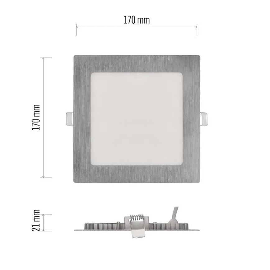 LED vgradna stropna svetilka NEXXO LED/12,5W/230V 3000/3500/4000K srebrna 17x17 cm