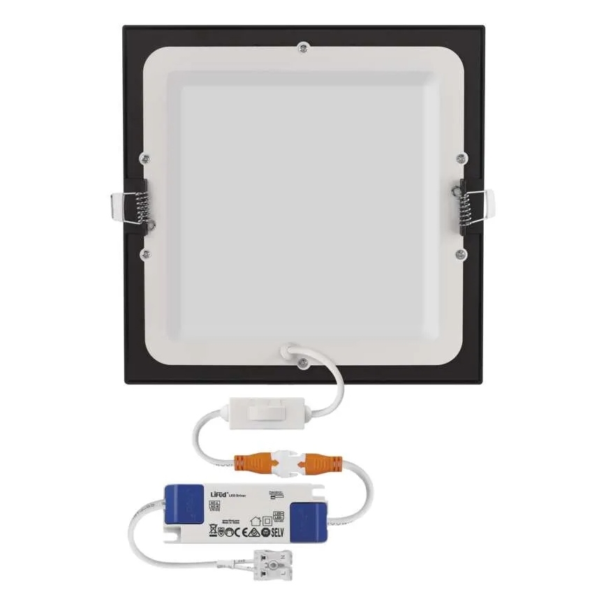 LED vgradna stropna svetilka NEXXO LED/18W/230V 3000/3500/4000K črna 22,5 x 22,5 cm