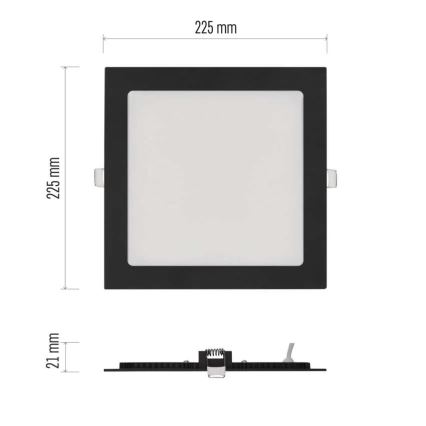LED vgradna stropna svetilka NEXXO LED/18W/230V 3000/3500/4000K črna 22,5 x 22,5 cm