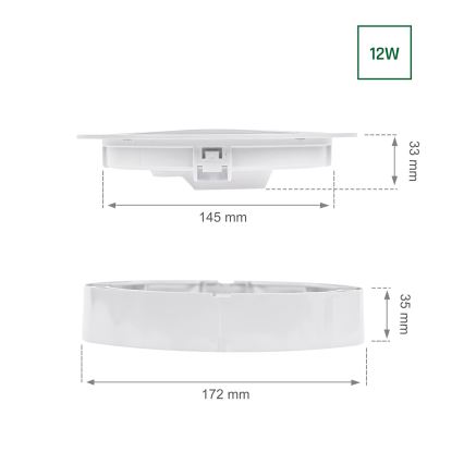 LED Vgradna svetilka ALGINE 2v1 LED/12W/230V 4000K