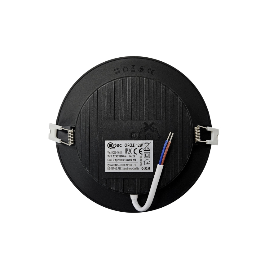 LED Vgradna svetilka CIRCLE LED/12W/230V 4000K pr. 17 cm črna