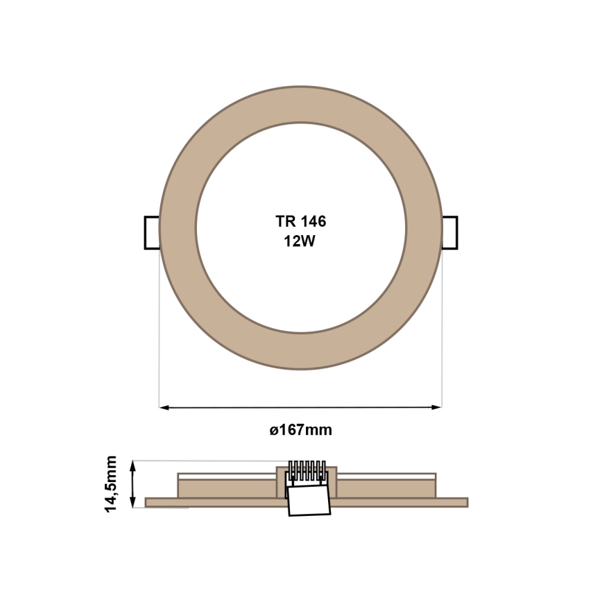 LED Vgradna svetilka CIRCLE LED/12W/230V 4200K pr. 16,7 cm rjava
