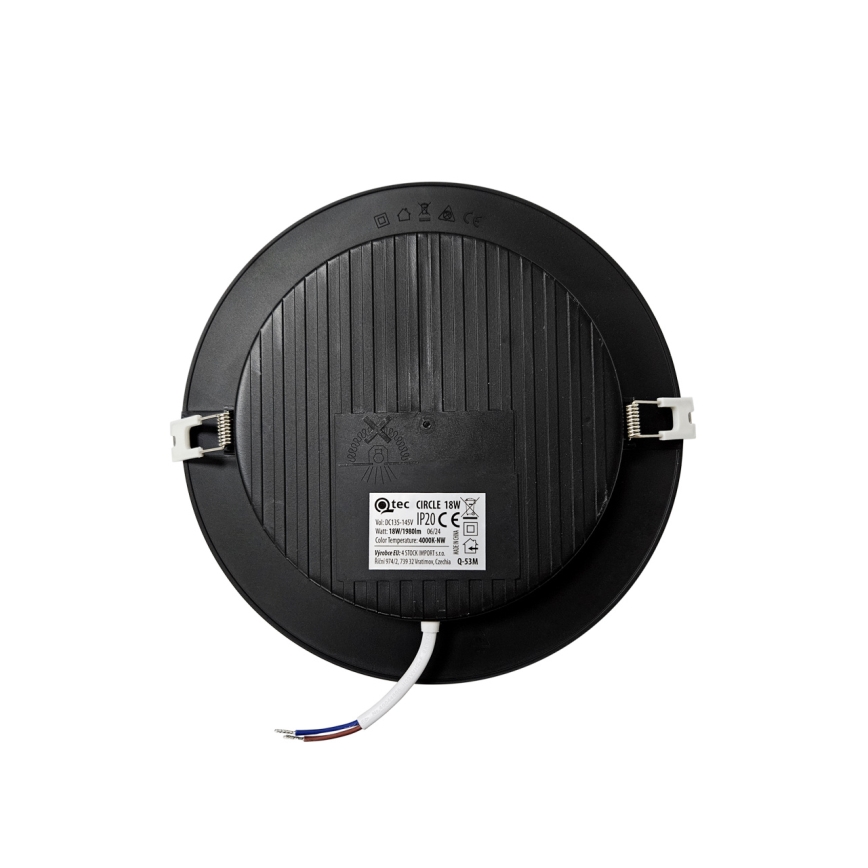 LED Vgradna svetilka CIRCLE LED/18W/230V 4000K pr. 22 cm črna