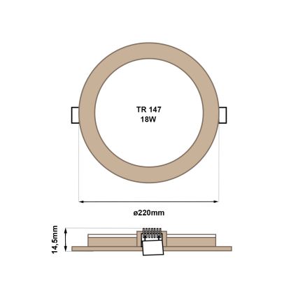LED Vgradna svetilka CIRCLE LED/18W/230V 4200K pr. 22 cm rjava
