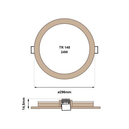 LED Vgradna svetilka CIRCLE LED/24W/230V 4200K pr. 29,6 cm rjava