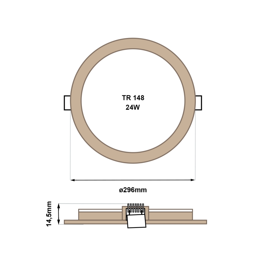 LED Vgradna svetilka CIRCLE LED/24W/230V 4200K pr. 29,6 cm rjava