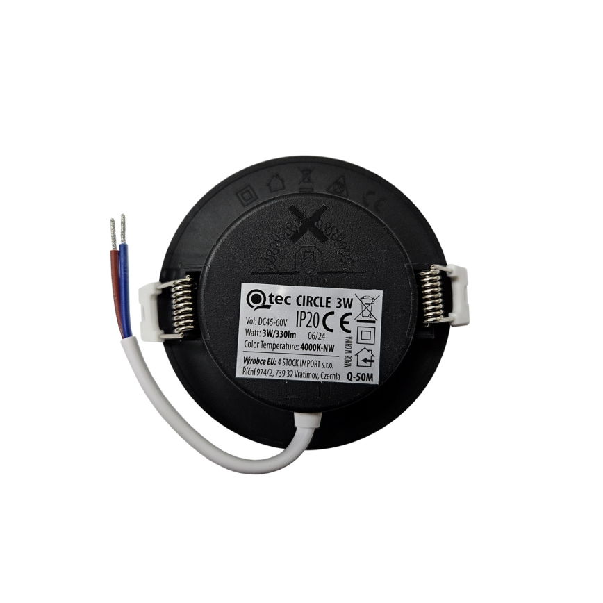 LED Vgradna svetilka CIRCLE LED/3W/230V 4000K pr. 9 cm črna