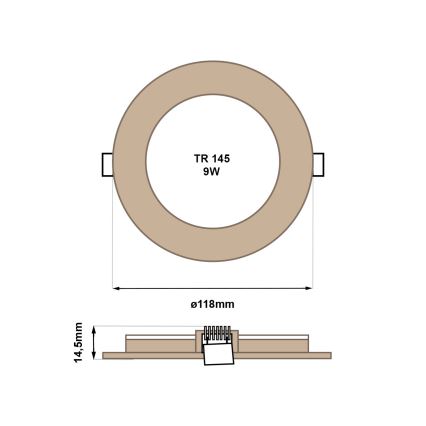 LED Vgradna svetilka CIRCLE LED/6W/230V 4200K pr. 11,8 cm rjava