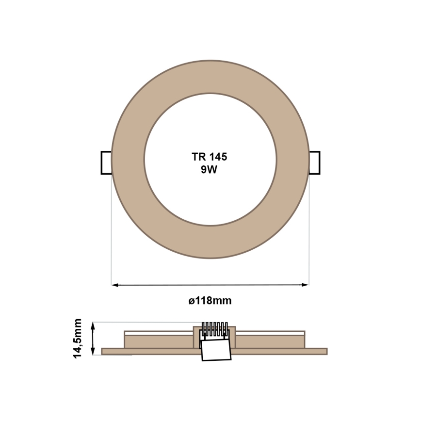 LED Vgradna svetilka CIRCLE LED/6W/230V 4200K pr. 11,8 cm rjava