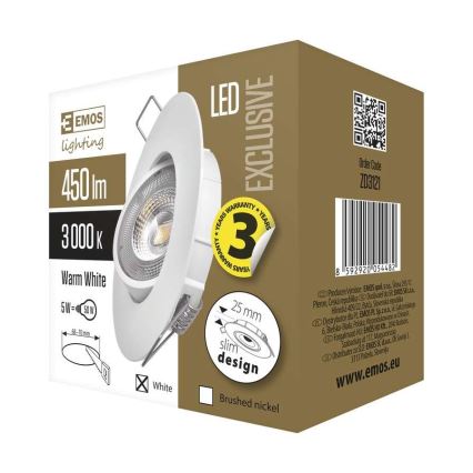 LED Vgradna svetilka EXCLUSIVE 1xLED/5W/230V 3000 K bela