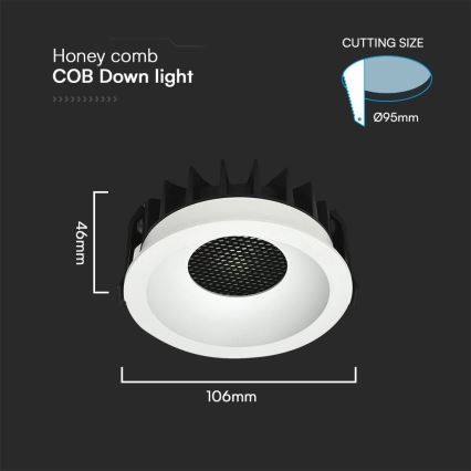 LED Vgradna svetilka LED/18W/230V 3000/4000/6400K pr. 10,6 cm bela