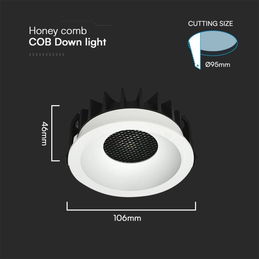 LED Vgradna svetilka LED/18W/230V 3000/4000/6400K pr. 10,6 cm bela