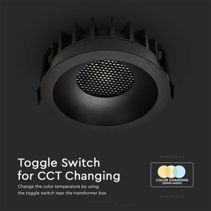 LED Vgradna svetilka LED/18W/230V 3000/4000/6400K ø 10,6 cm črna