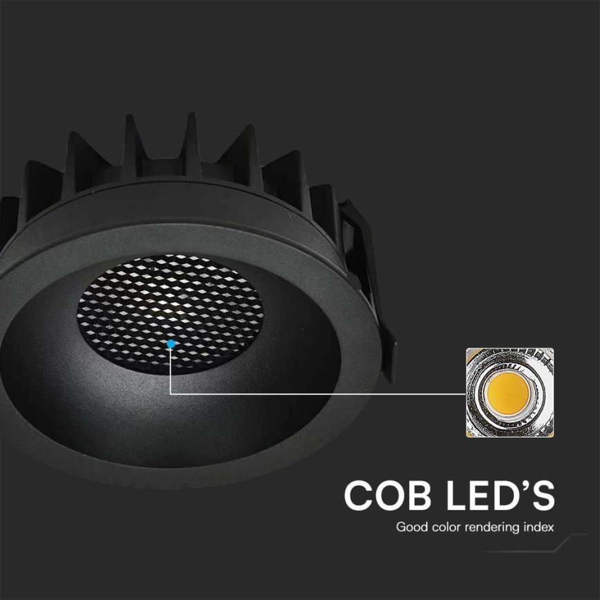 LED Vgradna svetilka LED/18W/230V 3000/4000/6400K ø 10,6 cm črna