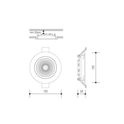 LED Vgradna svetilka LED/18W/230V 4000K pr. 11,5 cm črna