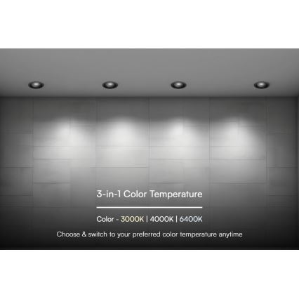 LED Vgradna svetilka LED/24W/230V 3000/4000/6400K ø 13,5 cm črna