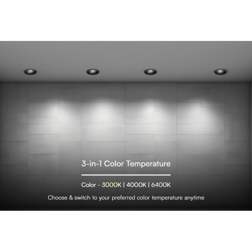 LED Vgradna svetilka LED/24W/230V 3000/4000/6400K ø 13,5 cm črna