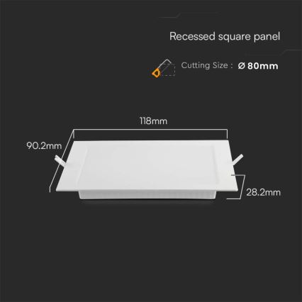 LED Vgradna svetilka LED/3W/230V 9x9 cm 3000K bela