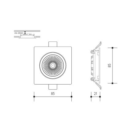 LED Vgradna svetilka LED/6W/230V 3000K 8,5x8,5 cm črna